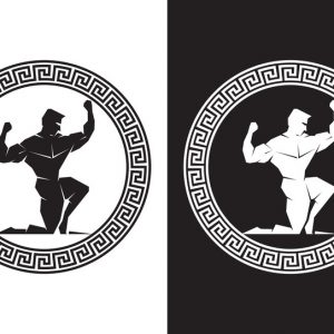 stemma di ercole in bianco e in nero in un cerchio