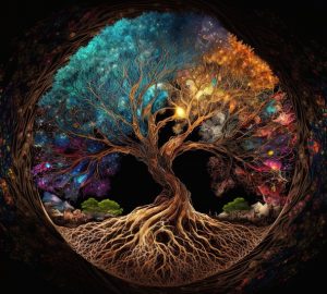 albero dela vita a colori con sfondo nero