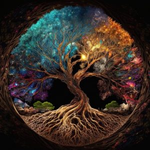 albero dela vita a colori con sfondo nero