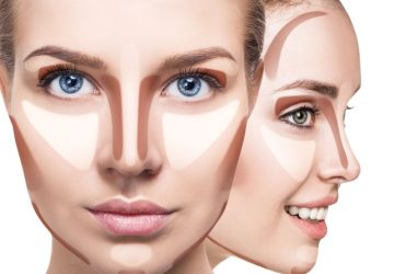 contouring naso su viso di donna visto frontalmente e lateralmente